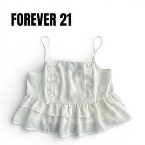 041 Forever 21 White and Orange Polka Dot Camisole